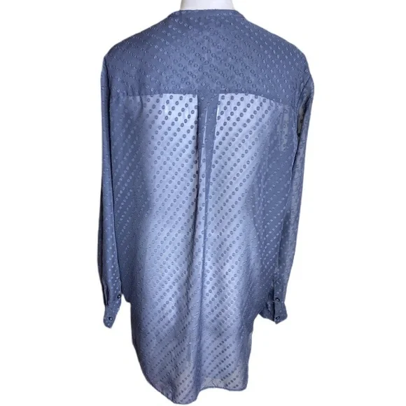 Madewell Swiss Dot Blouse Long Sleeves Gray Ice Leaf Blouse b6940 Top Sheer S - Picture 4 of 7